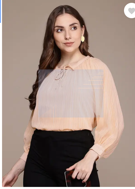 Casual Cuffed Sleeves Self Design Women Orange Top